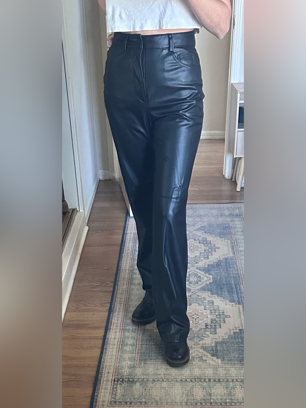 ZARABlack Faux Leather High Waist Pant